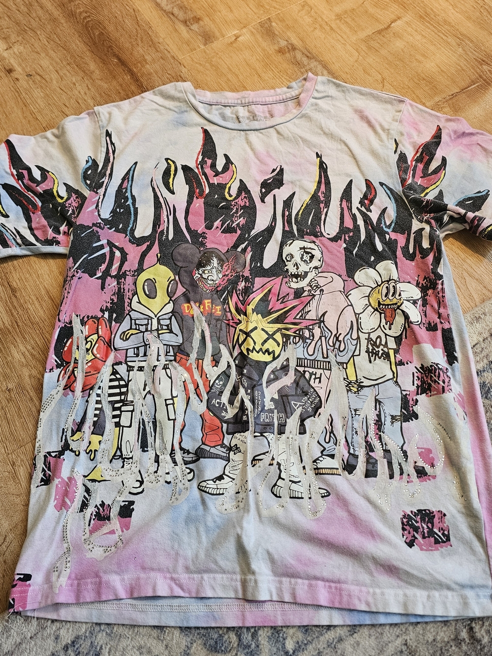Smoke Rise tie-dye streetwear graphic t-shirt Size Mens Small